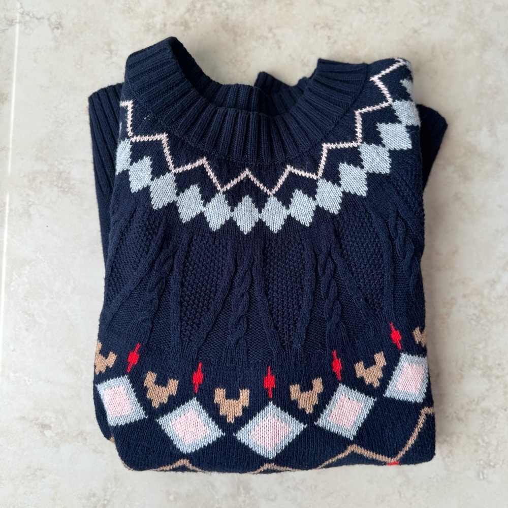 1901 Navy Point Fair Isle Women's Sweater Size Large - Picture 8 of 8